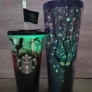 Starbucks 2022 Halloween glow in the dark tumbler Set